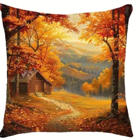 🎃NIP 4/pc/set Fall Scenery Square Pillow Covers 🍂PILLOW COVERS ONLY - Picture 2 of 6